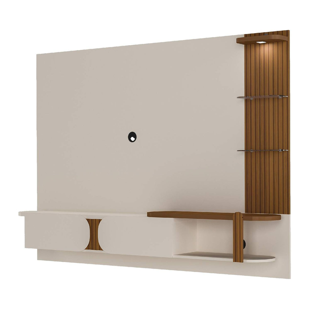Panel de TV Luxury Pino y Blanco Hueso 200x147cm Para TV Hasta 65 Pulgadas con Dos Cajones y con Ranuras para Cables - Muebles de TV | Bylmo