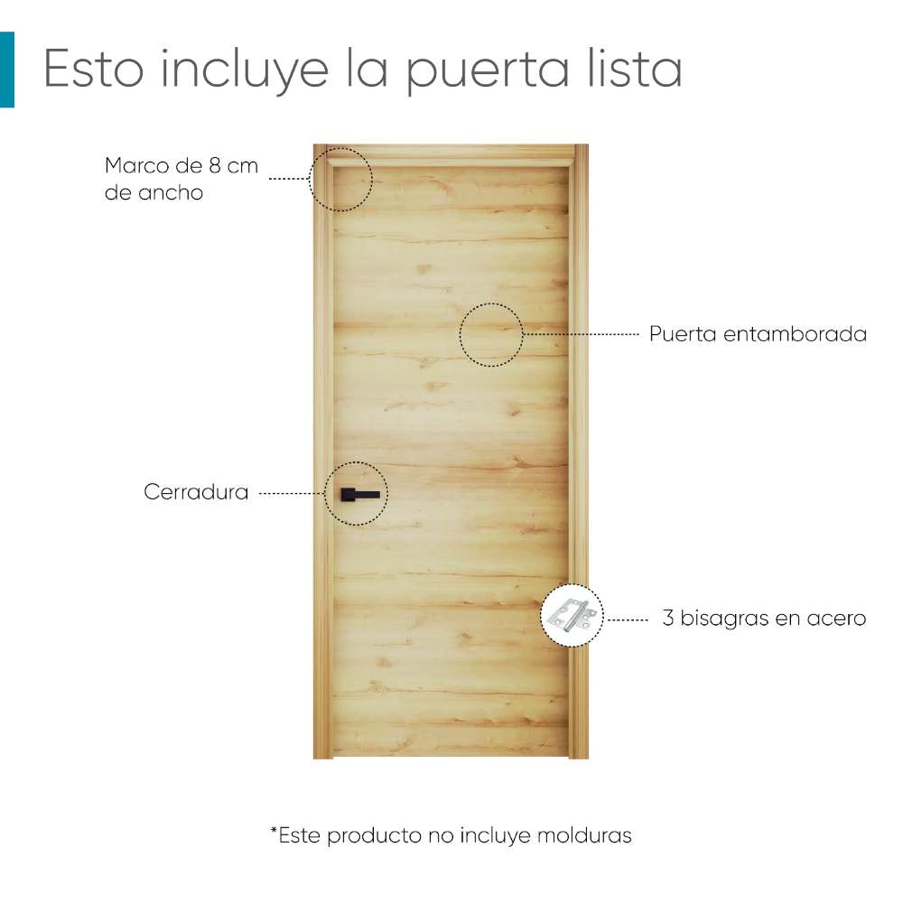 Kit Puerta con Marco Prakti Duna 80x215cm con Acabado Melaminado para Interiores y de Apertura Derecha - Puertas | Bylmo