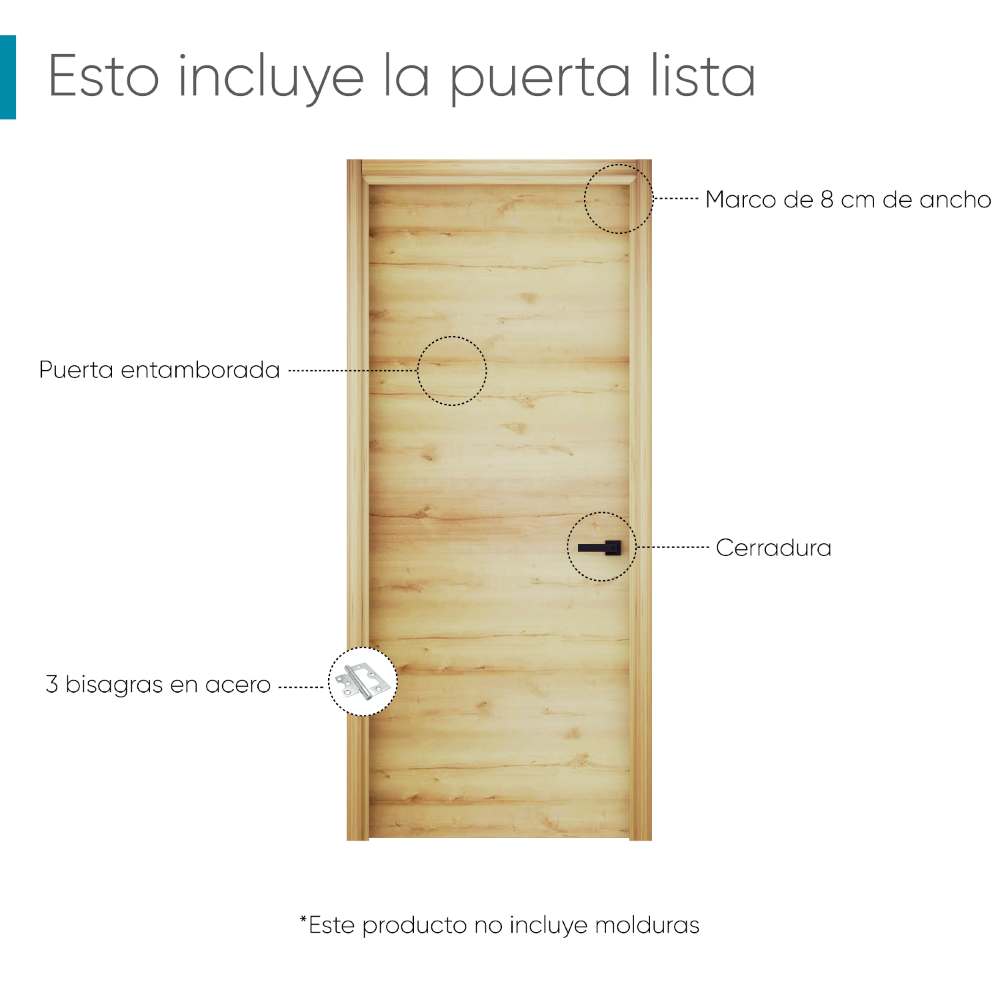 Kit Puerta con Marco Prakti Duna 90x215cm con Acabado Melaminado para Interiores y de Apertura Izquierda - Puertas | Bylmo