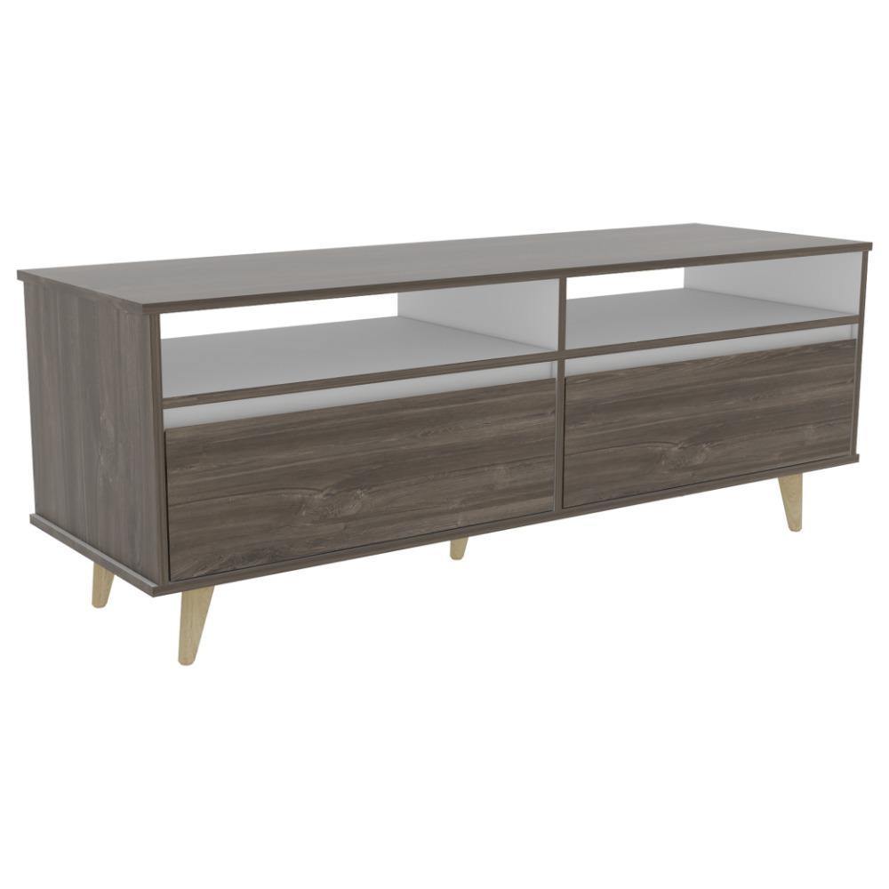 Rack Almería Siena y Blanco 141 cm con Dos Cajones - Muebles para TV | Bylmo