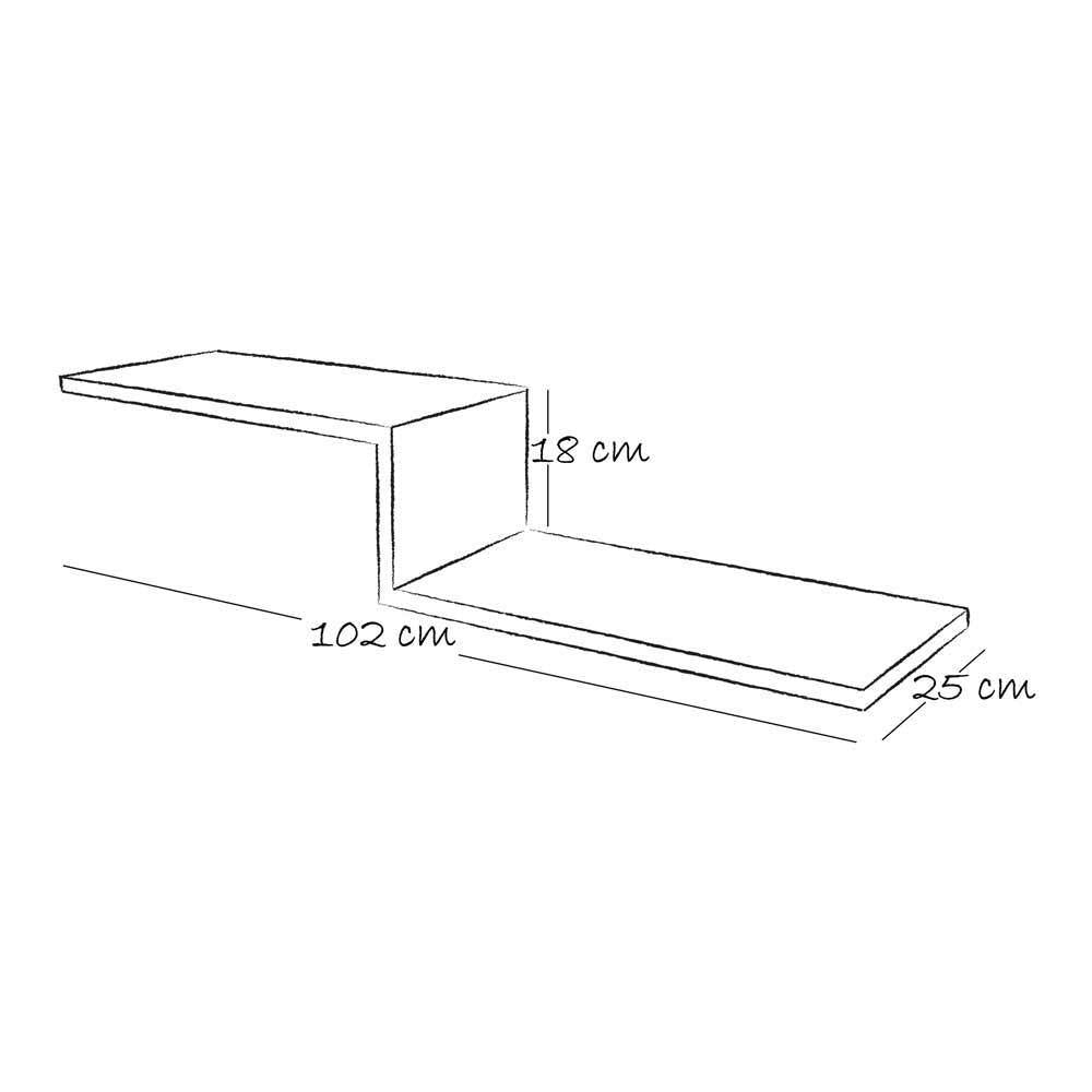 Repisa Blanco 102x25cm Rectangular con Dos Entrepaños - Repisas y Percheros | Bylmo