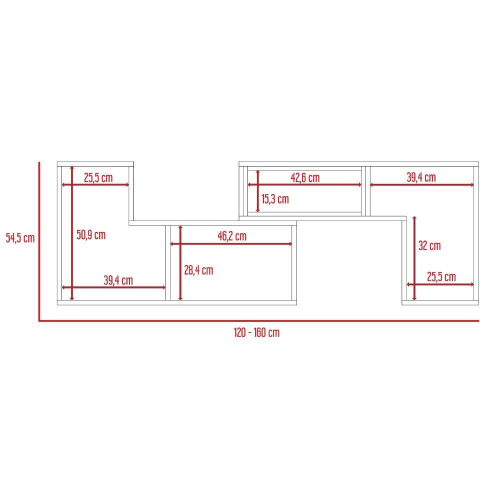 Rack de TV Extensible Beijing Wengue 120x54.5cm Para TV Hasta 50 Pulgadas sin Cajones y con Patas - Muebles para TV | Bylmo