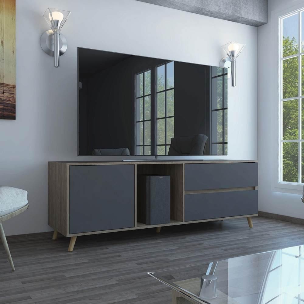 Rack de TV Salem Blanco Nevado 158.4x58.4cm para TV Hasta 65 Pulgadas y con Tres Compartimientos - Muebles para TV | Bylmo