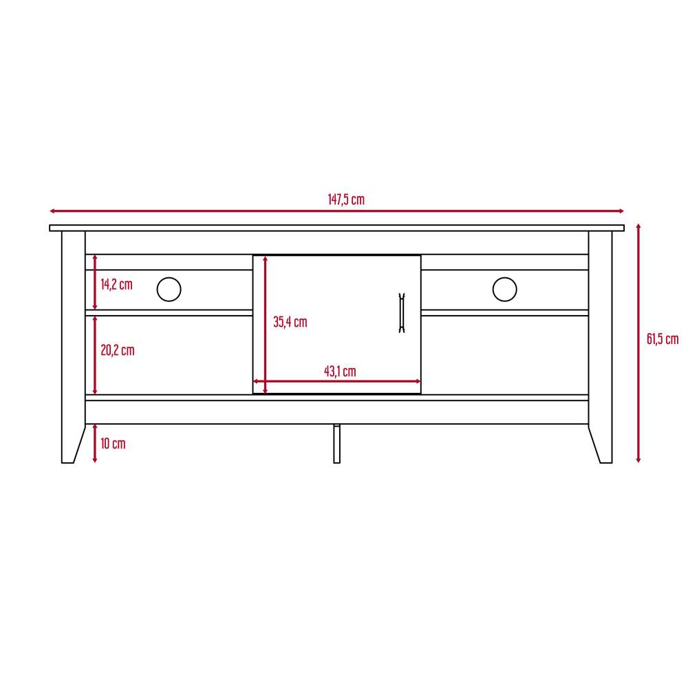 Rack de TV Essential Rovere 147.5x61.5cm Para TV Hasta 65 Pulgadas con Un Cajón con Ranuras para Cables y con Patas - Muebles para TV | Bylmo
