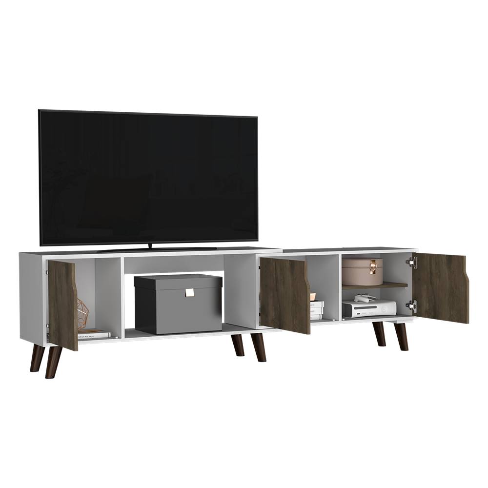 Rack Nordic Plus Bellota y Blanco 200 cm Extensible con Tres Puertas - Muebles para TV | Bylmo