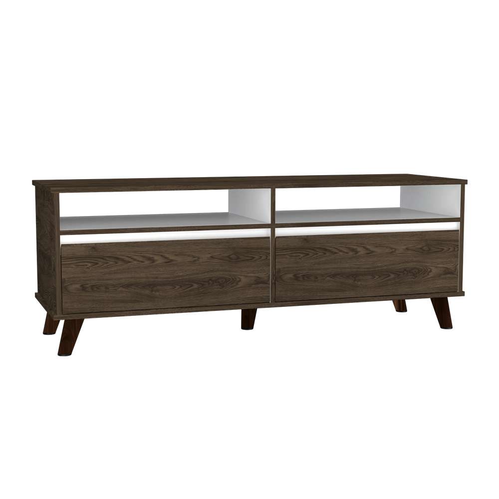 Rack Benett Coñac y Blanco 141 cm con Dos Cajones - Muebles para TV | Bylmo