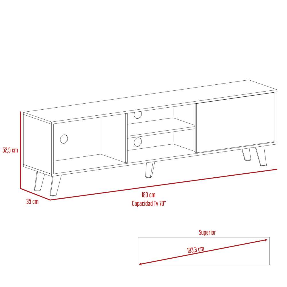 Rack Cincinnati Duna 180 cm con Una Puerta - Muebles para TV | Bylmo
