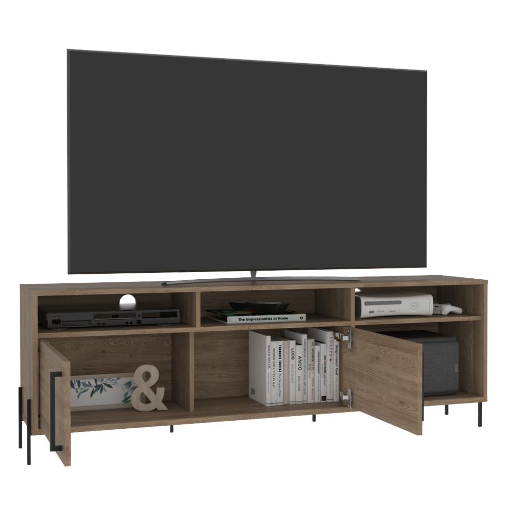 Rack de TV Karev Miel 161x53.4cm Para TV Hasta 65 Pulgadas con Dos Cajones con Ranuras para Cables y con Patas - Muebles para TV | Bylmo
