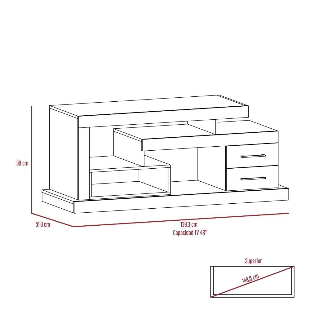 Rack Le Blanc Siena 139 cm con Dos Cajones - Muebles para TV | Bylmo