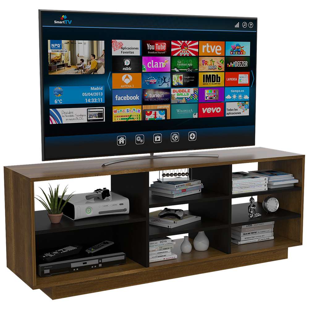 Rack de TV Vedra Caramelo 165.4x60.6cm Para TV Hasta 75 Pulgadas sin Cajones - Muebles para TV | Bylmo