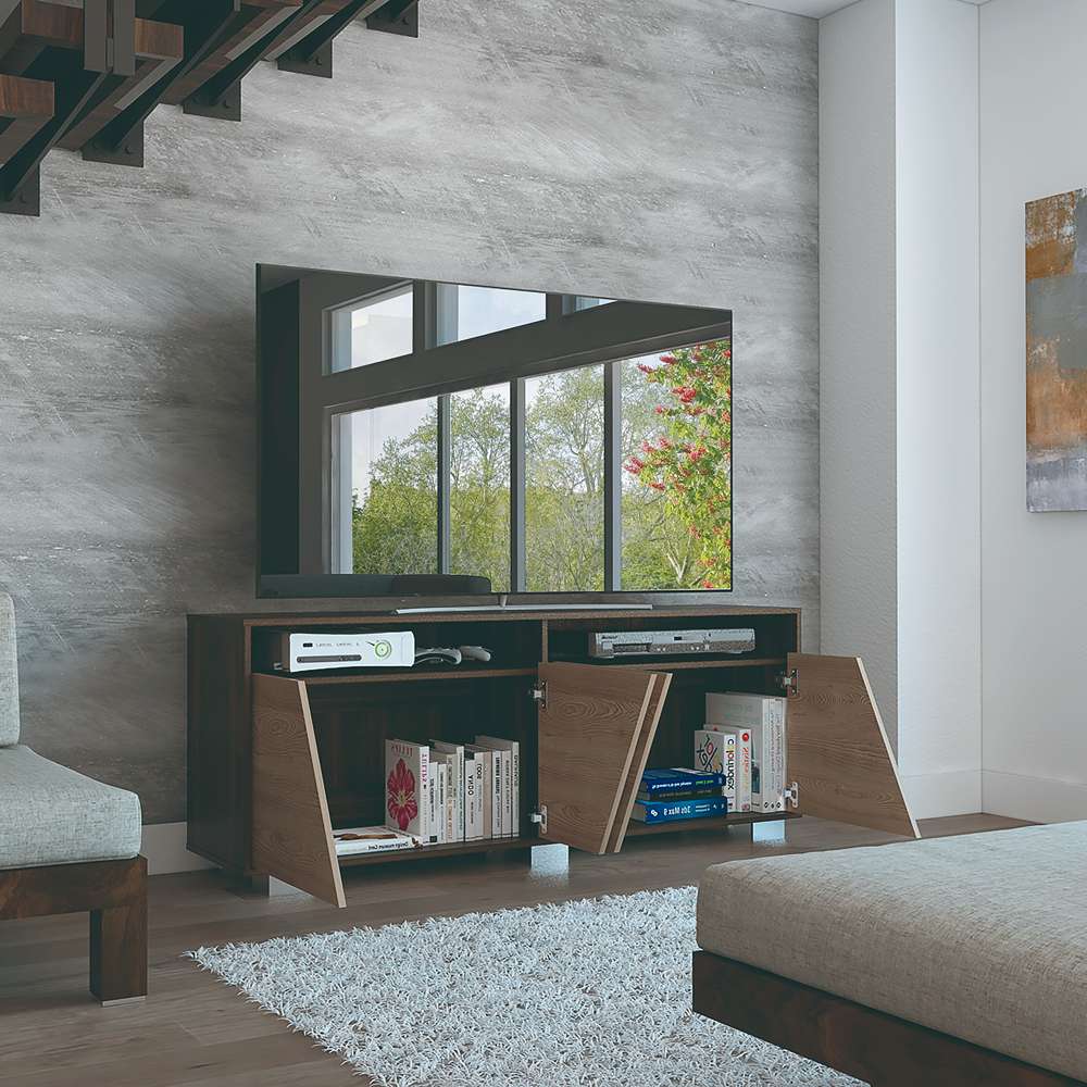 Rack de TV Fracktal Habano 155.5x61.3cm para TV Hasta 70 Pulgadas y con Cuatro Compartimientos - Muebles para TV | Bylmo