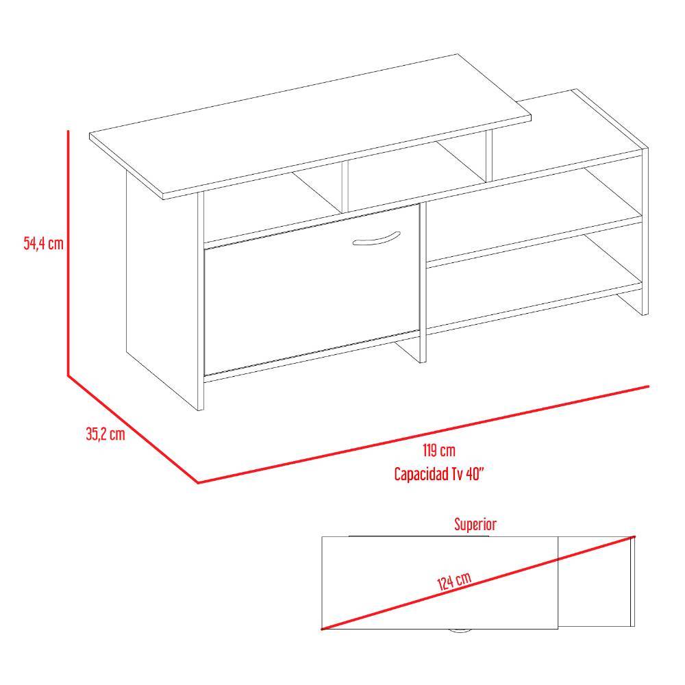 Rack de TV Lima Wengue 119x54.4cm Para TV Hasta 32 Pulgadas con Un Cajón - Muebles para TV | Bylmo