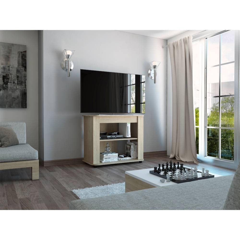 Rack de TV Maori Rovere 90x75cm Para TV Hasta 40 Pulgadas sin Cajones y con Patas - Muebles para TV | Bylmo