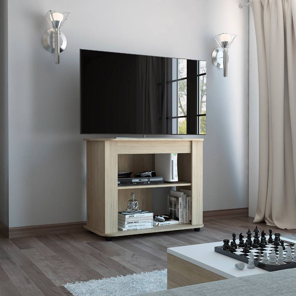 Rack de TV Maori Rovere 90x75cm Para TV Hasta 40 Pulgadas sin Cajones y con Patas - Muebles para TV | Bylmo