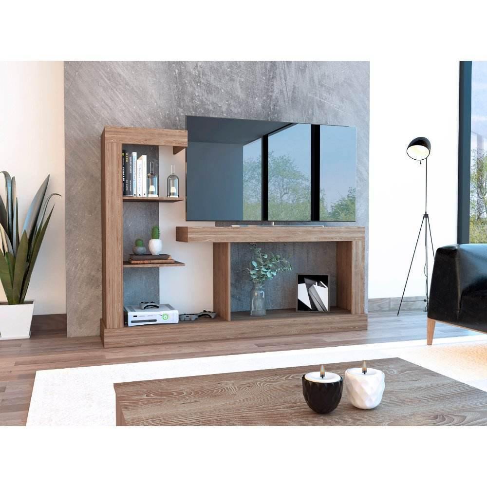 Rack de TV Minotti Miel y Blanco 180x133.5cm para TV Hasta 55 Pulgadas y con Tres Compartimientos - Muebles para TV | Bylmo