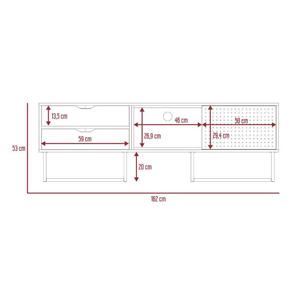 Rack Pergamo Gales y Blanco 162 cm con Una Puerta y Dos Cajones - Muebles para TV | Bylmo