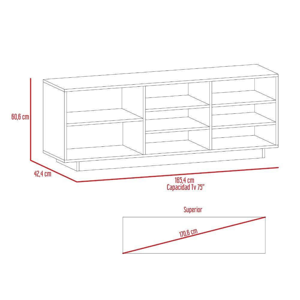 Rack Audra Duna y Cemento 165 cm con Entrepaños - Muebles para TV | Bylmo