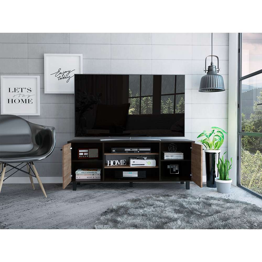 Rack Kaia Wengue y Miel 155 cm con Dos Puertas - Muebles para TV | Bylmo