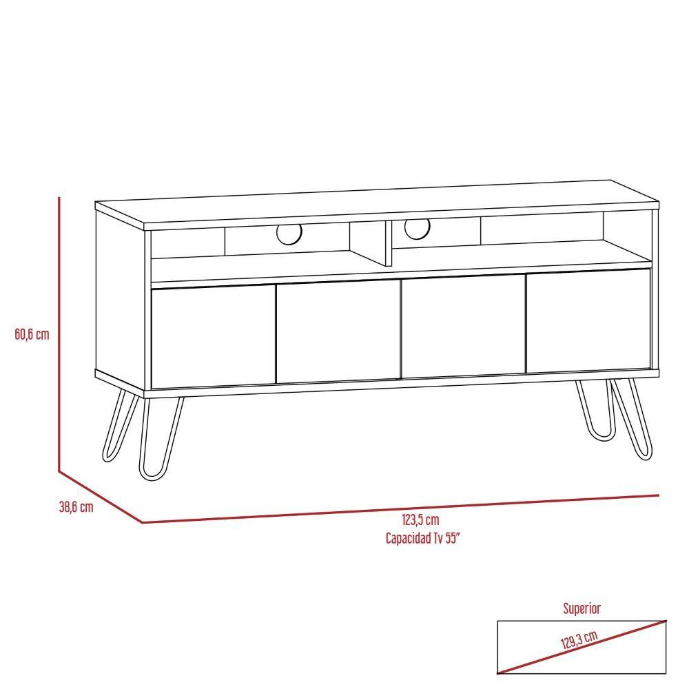 Rack Vassel Duna y Wengue 123 cm con Cuatro Puertas - Muebles para TV | Bylmo