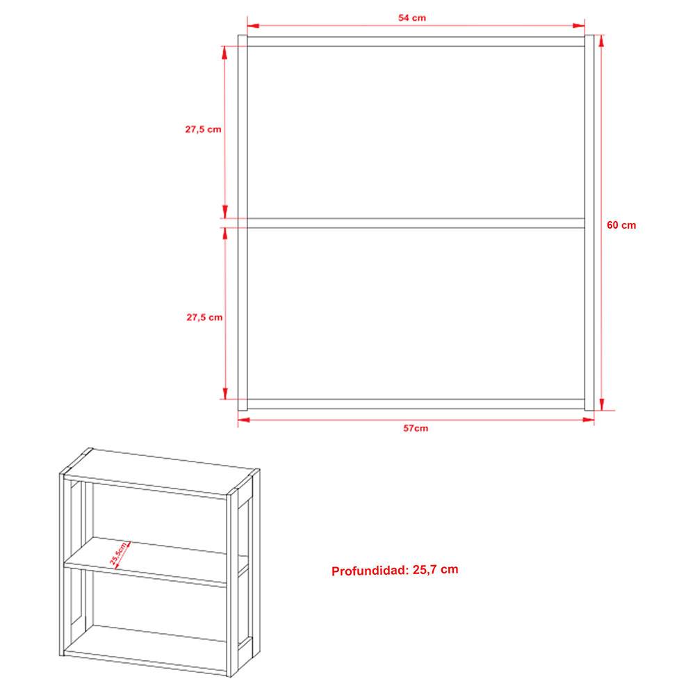 Repisa Cáceres Teca 57x60cm Rectangular con Tres Entrepaños - Repisas y Percheros | Bylmo