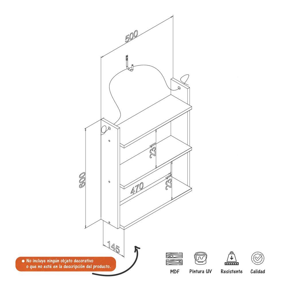 Repisa Turquesa 50 cm Rectangular Colgante con Entrepaños - Repisas y Percheros | Bylmo