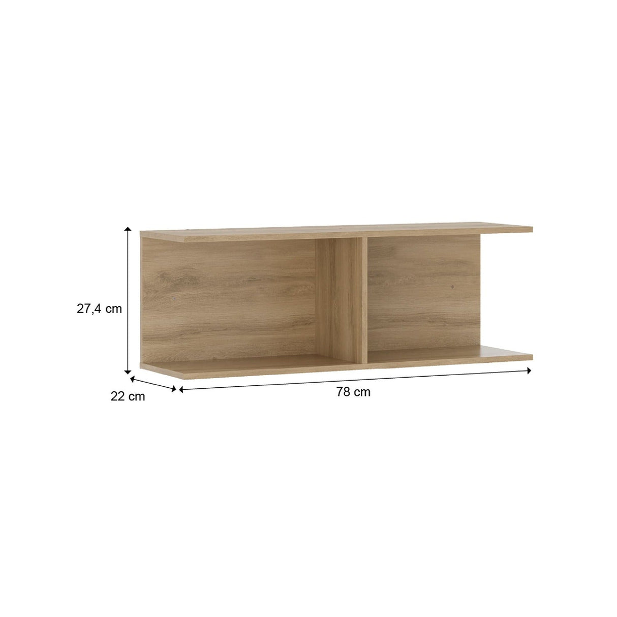 Repisa Decor Noce 78x27cm Rectangular con Dos Entrepaños - Repisas y Percheros | Bylmo
