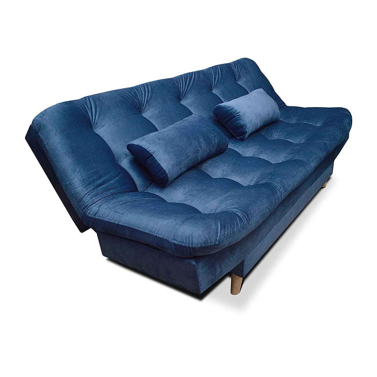 Sala Clic Clac Fendik Azul 210 cm con Sofá de 3 Puestos, 2 Poltronas Reclinables y Cojines Decorativos - Combos Sala | Bylmo