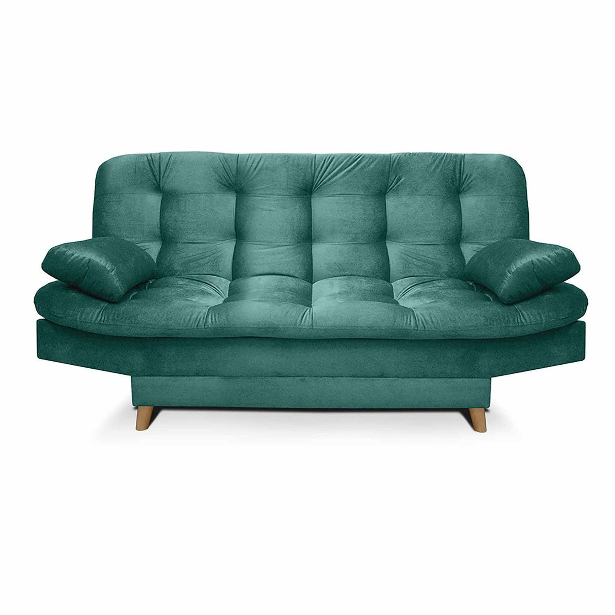 Sala Clic Clac Fendik Turquesa 210 cm con Sofá de 3 Puestos, 2 Poltronas Reclinables y Cojines Decorativos - Combos Sala | Bylmo