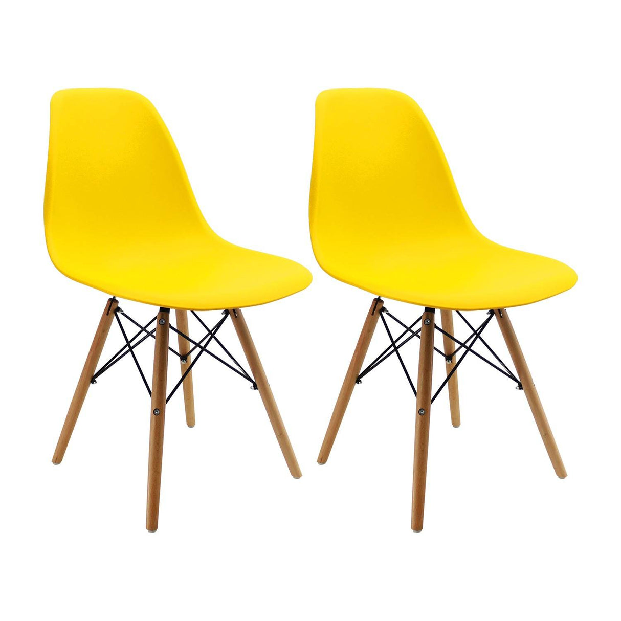 Set x 2 Sillas DKR Amarillo 47x81cm Asiento Cuadrado con Espaldar - Sillas y Butacos | Bylmo
