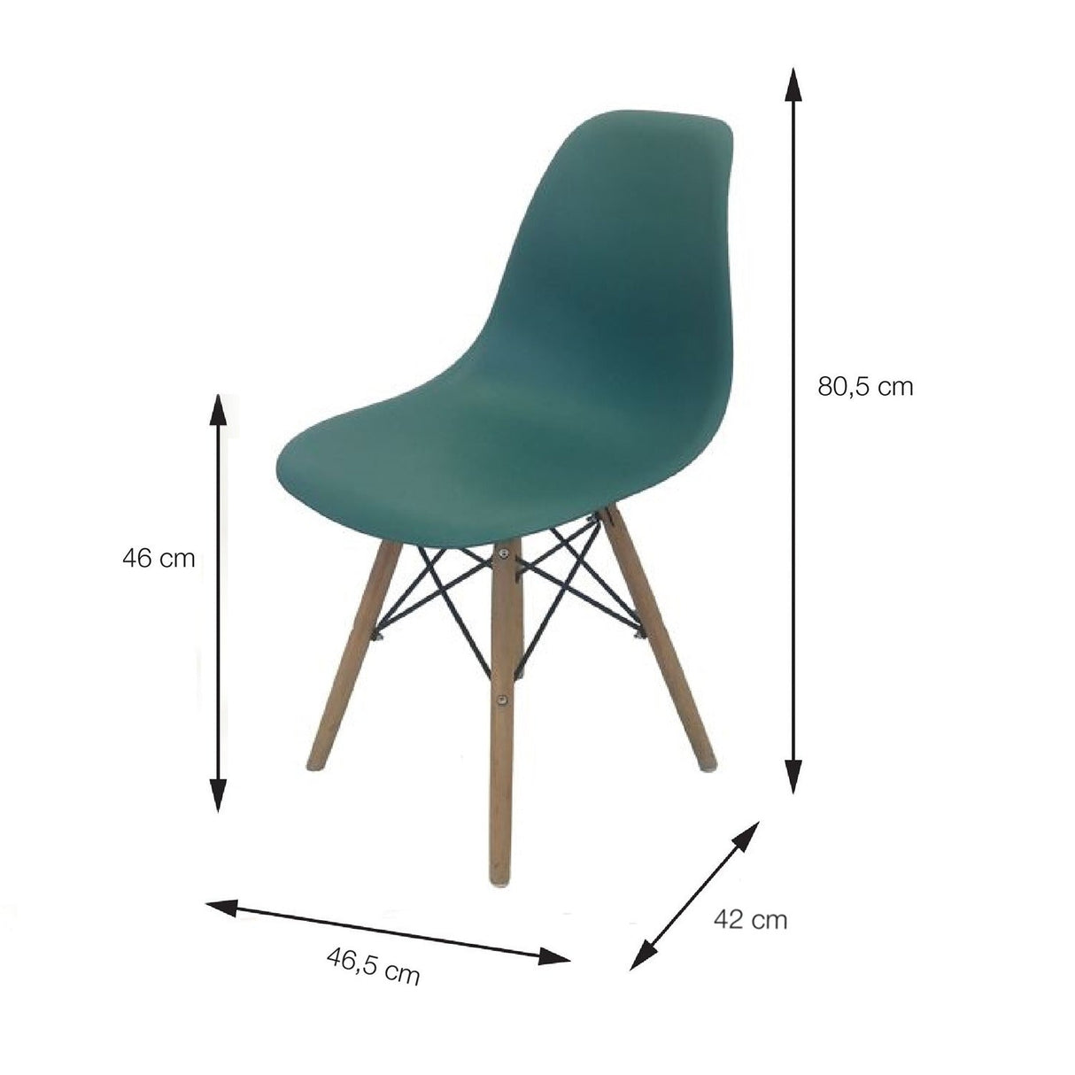 Set x 2 Sillas DKR Azul Petróleo 47x81cm Asiento Cuadrado con Espaldar - Sillas y Butacos | Bylmo
