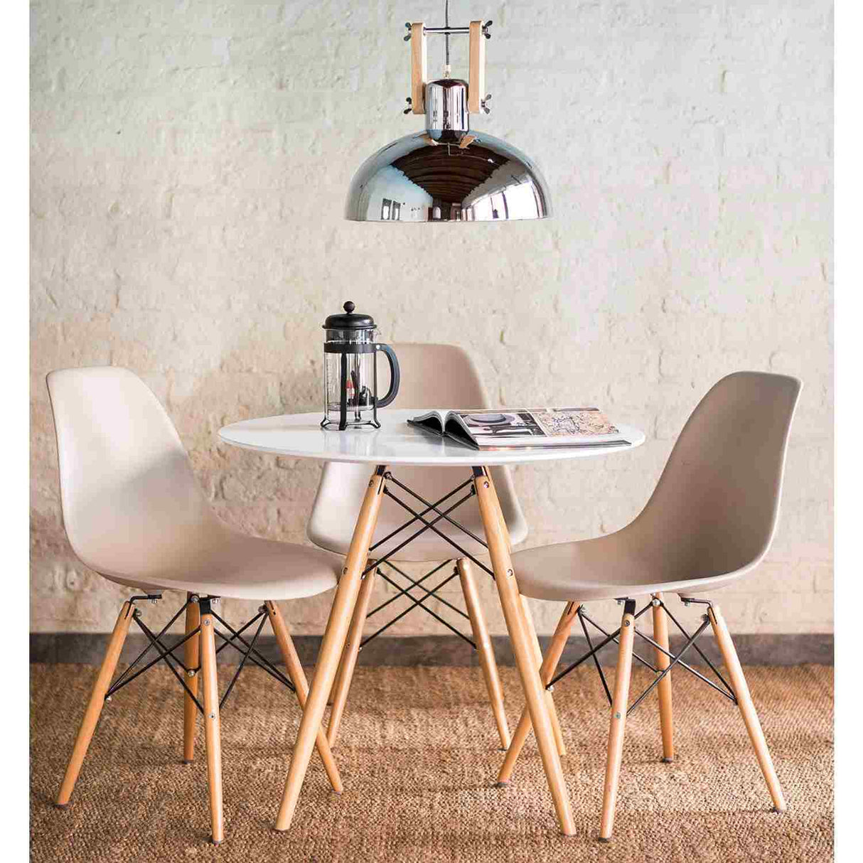 Set x 2 Sillas DKR Beige 47x81cm Asiento Cuadrado con Espaldar - Sillas y Butacos | Bylmo
