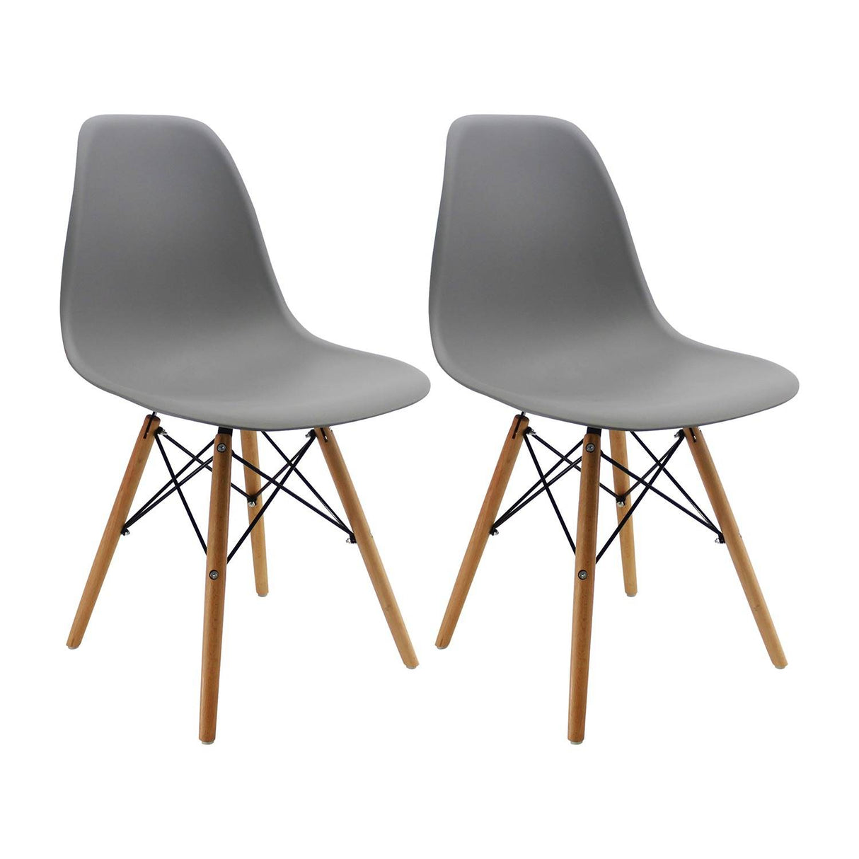 Set x 2 Sillas DKR Gris 47x81cm Asiento Cuadrado con Espaldar - Sillas y Butacos | Bylmo