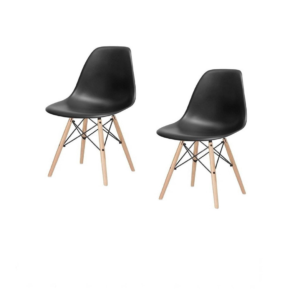 Set x 2 Sillas DKR Negro 47x81cm Asiento Cuadrado con Espaldar - Sillas y Butacos | Bylmo
