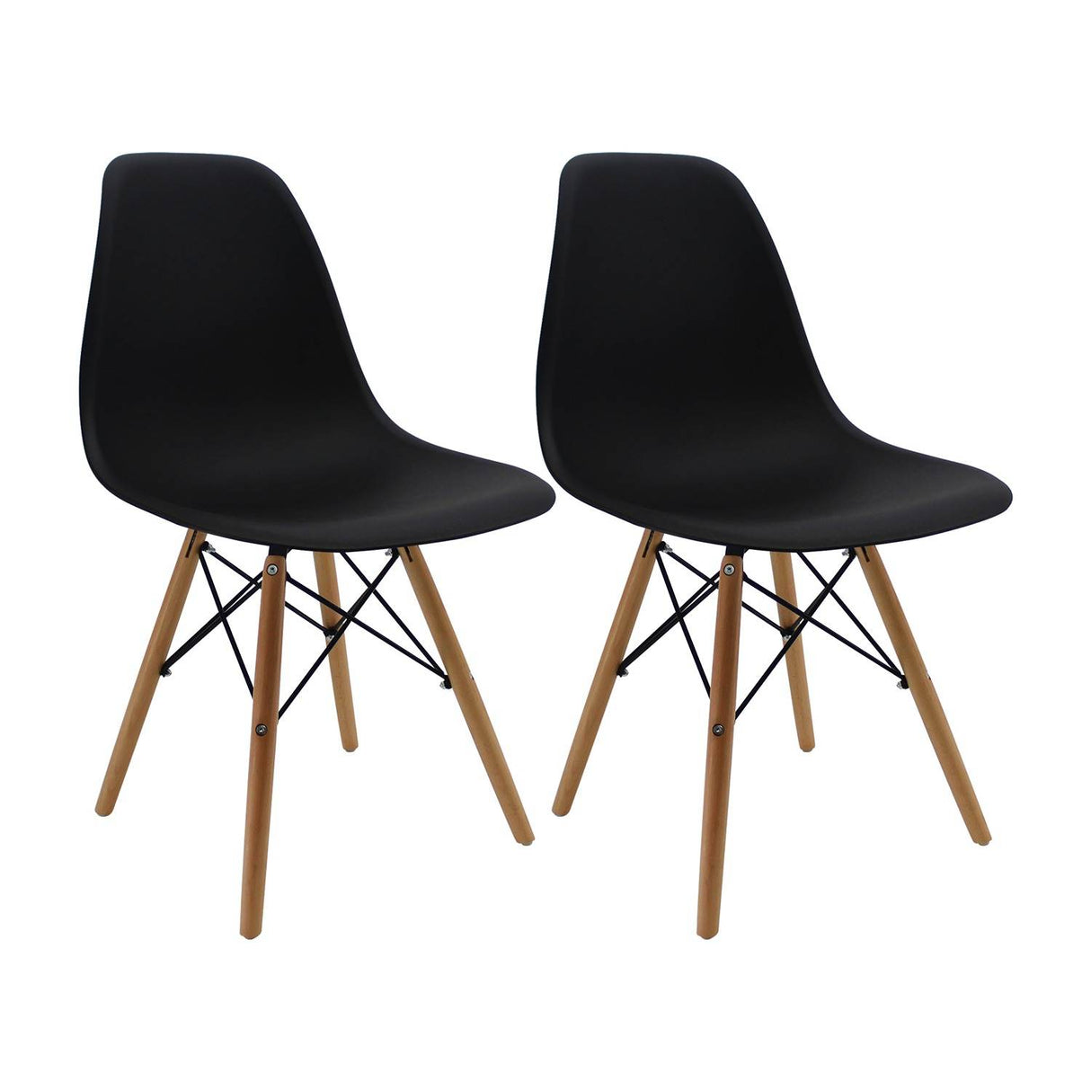 Set x 2 Sillas DKR Negro 47x81cm Asiento Cuadrado con Espaldar - Sillas y Butacos | Bylmo
