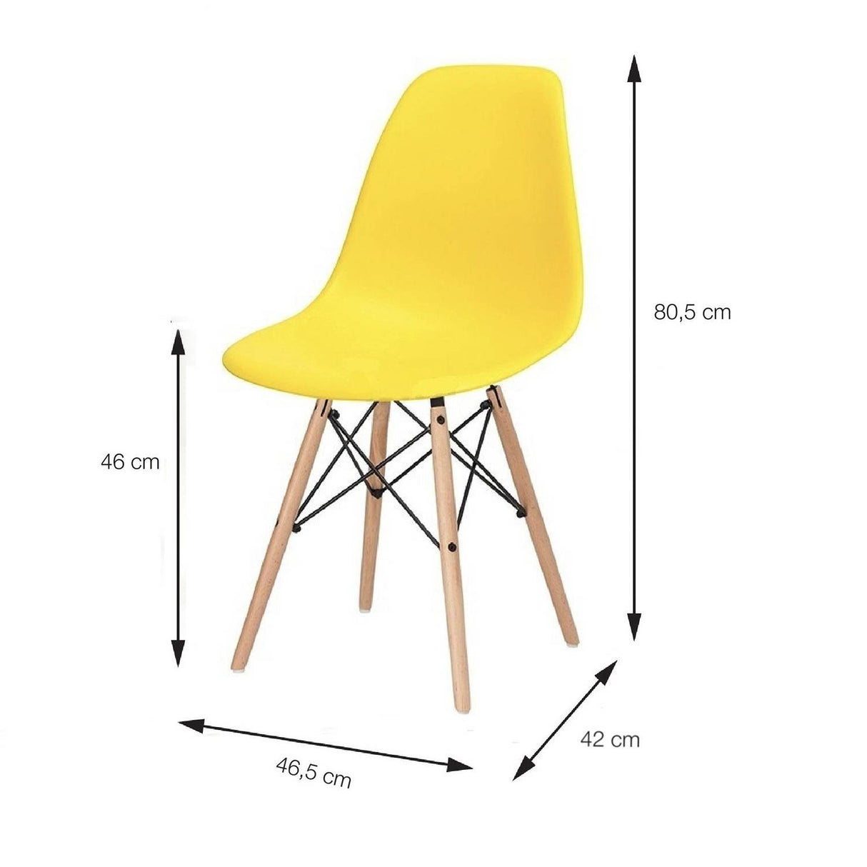 Set x 4 Sillas DKR Amarillo 47x81cm Asiento Cuadrado con Espaldar - Sillas y Butacos | Bylmo