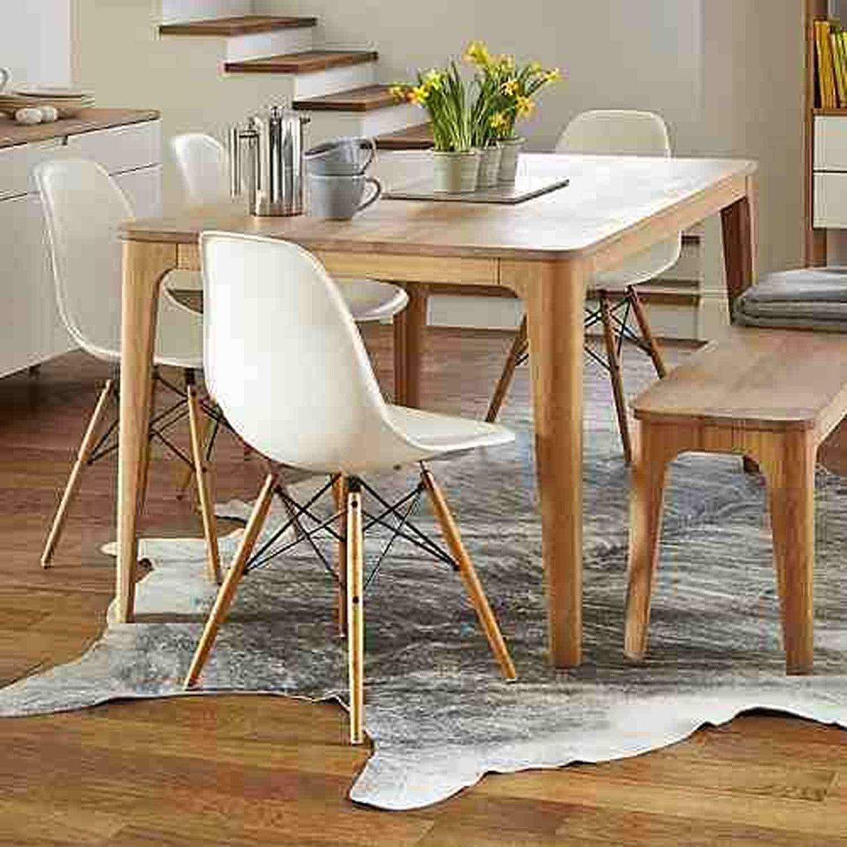 Set x 4 Sillas DKR Blanco 47x81cm Asiento Cuadrado con Espaldar - Sillas y Butacos | Bylmo