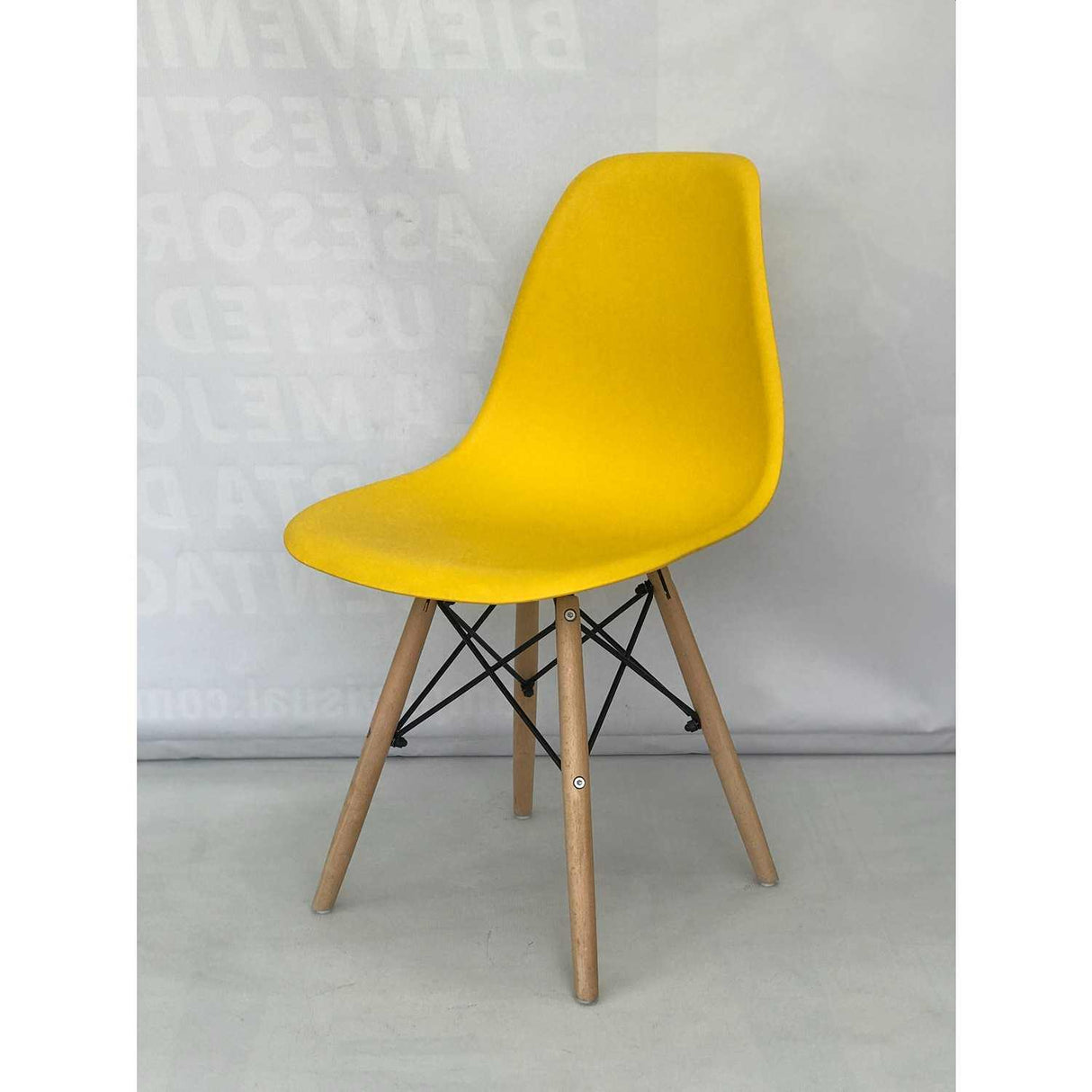 Set x 6 Sillas DKR Amarillo 47x81cm Asiento Cuadrado con Espaldar - Sillas y Butacos | Bylmo
