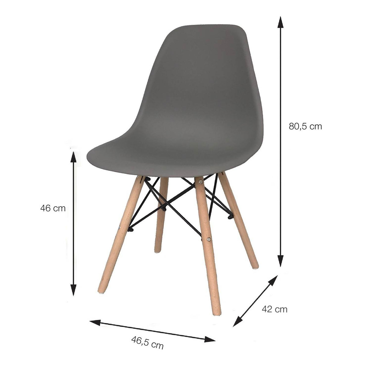 Set x 6 Sillas DKR Gris 47x81cm Asiento Cuadrado con Espaldar - Sillas y Butacos | Bylmo
