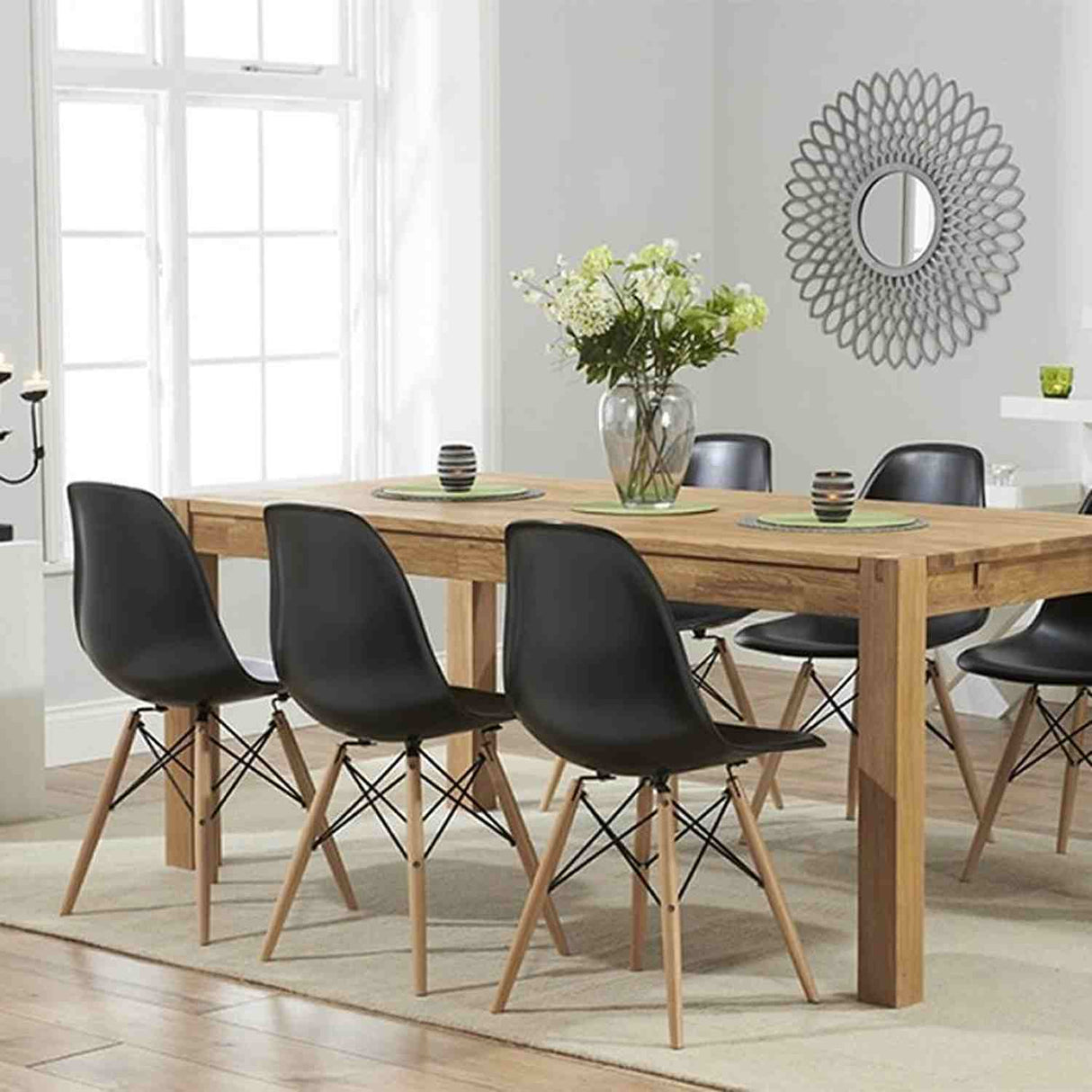 Set x 6 Sillas DKR Negro 47x81cm Asiento Cuadrado con Espaldar - Sillas y Butacos | Bylmo
