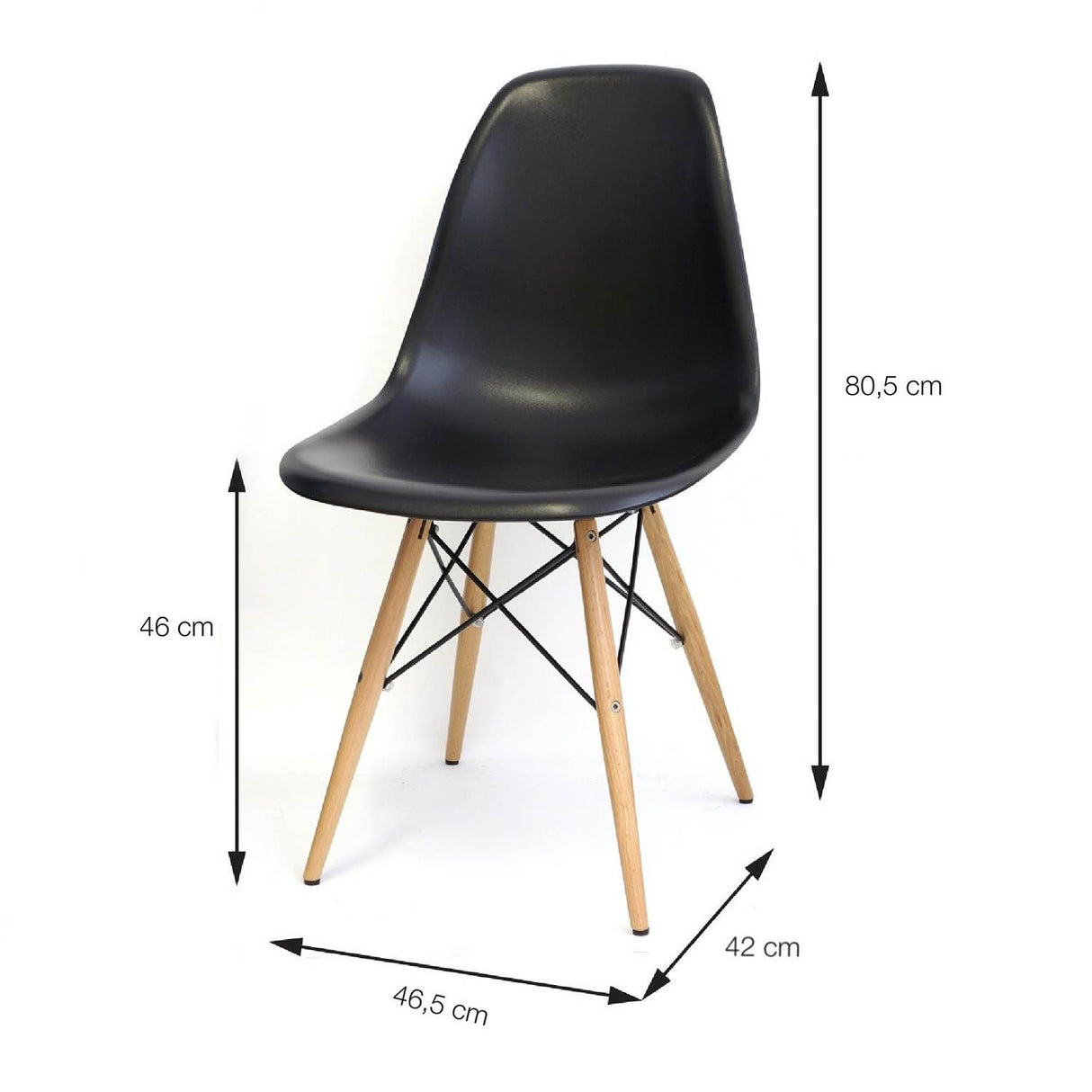 Set x 6 Sillas DKR Negro 47x81cm Asiento Cuadrado con Espaldar - Sillas y Butacos | Bylmo