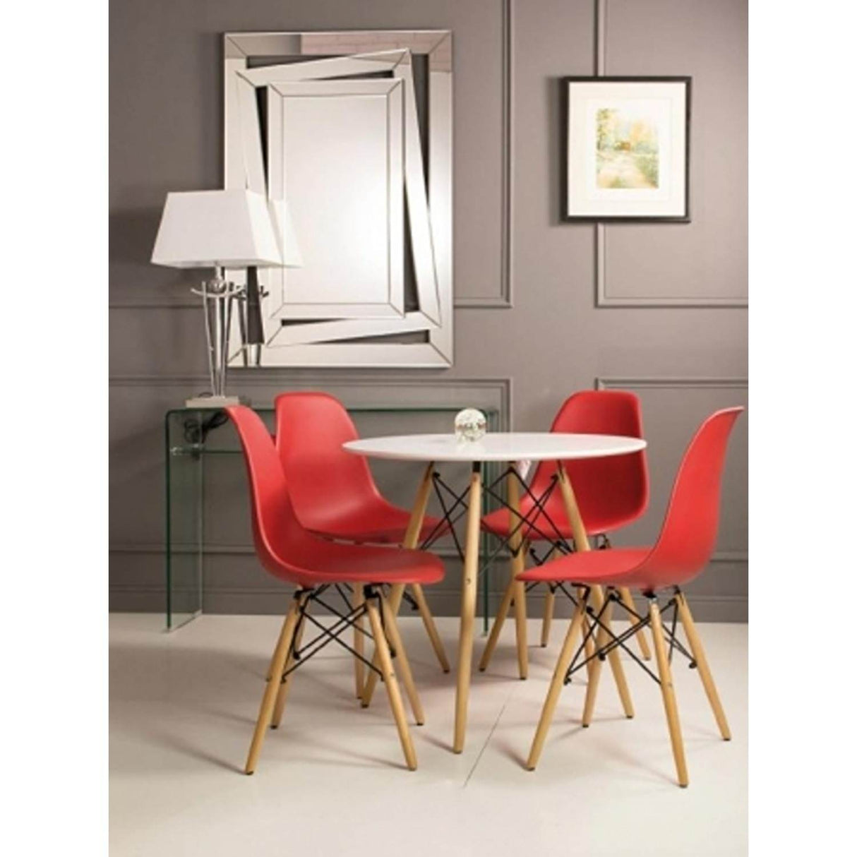 Set x 6 Sillas DKR Rojo 47x81cm Asiento Cuadrado con Espaldar - Sillas y Butacos | Bylmo