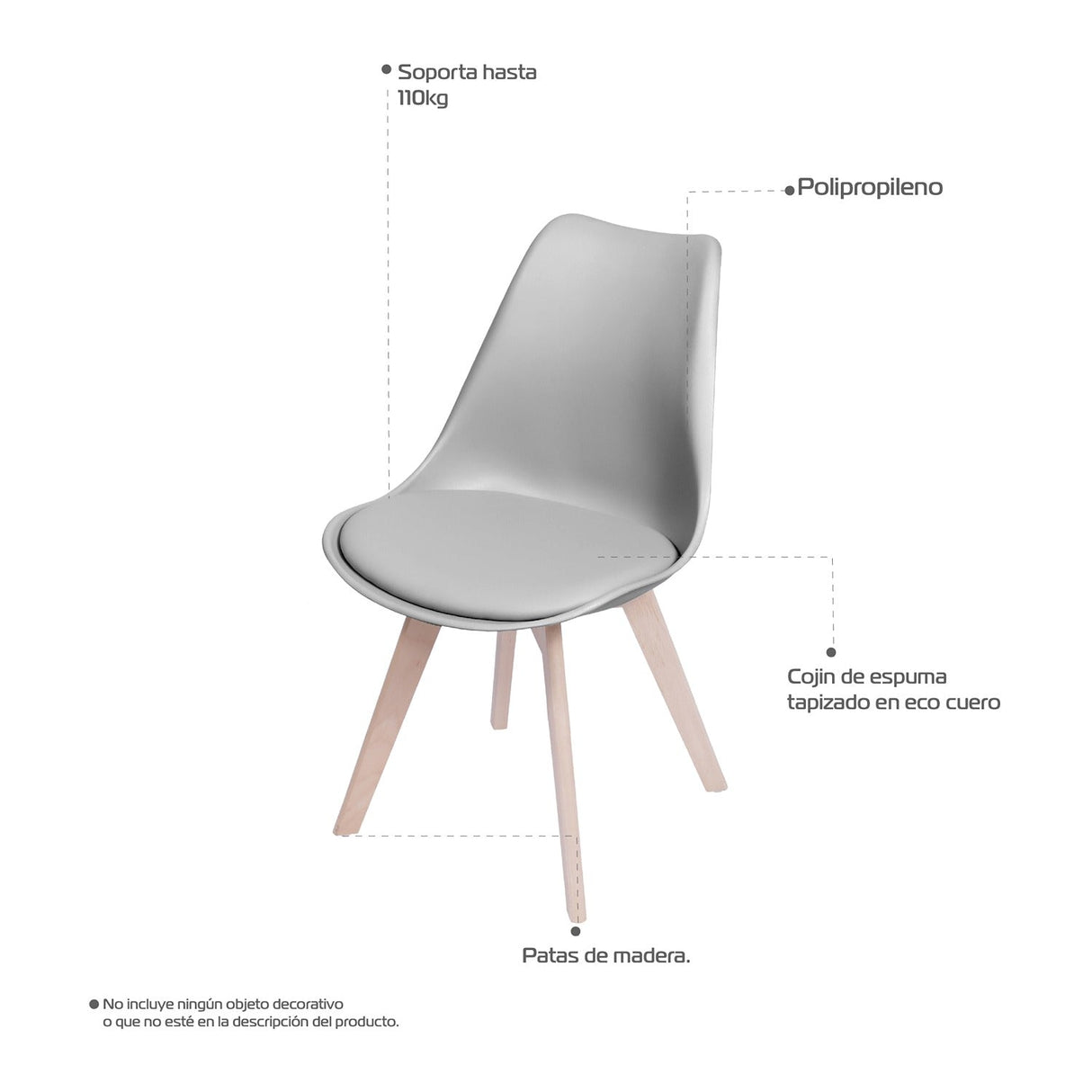 Silla 5 Cincuenta Gris 43x83cm Asiento Cuadrado con Espaldar - Sillas y Butacos | Bylmo