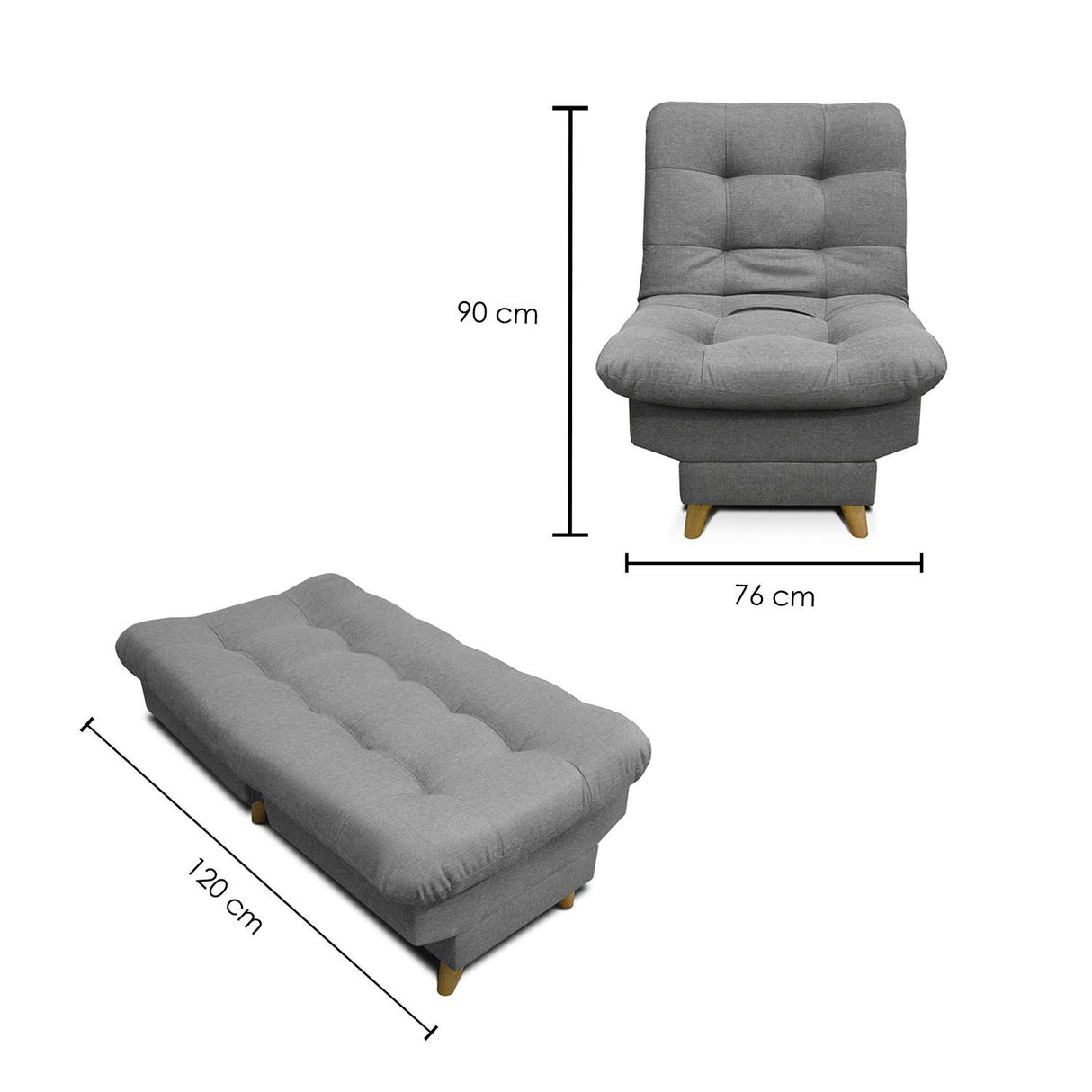 Silla Poltrona Carvallo Gris 76x90cm De Un Puesto Reclinable con Apoya Brazos - Sofas y Poltronas | Bylmo
