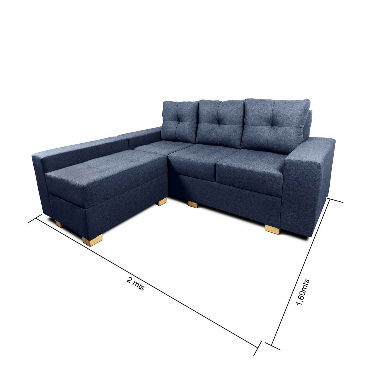 Sofá en L Burano Azul 200x92cm De 4 Puestos con Apoya Brazos y Modular - Sofas y Poltronas | Bylmo