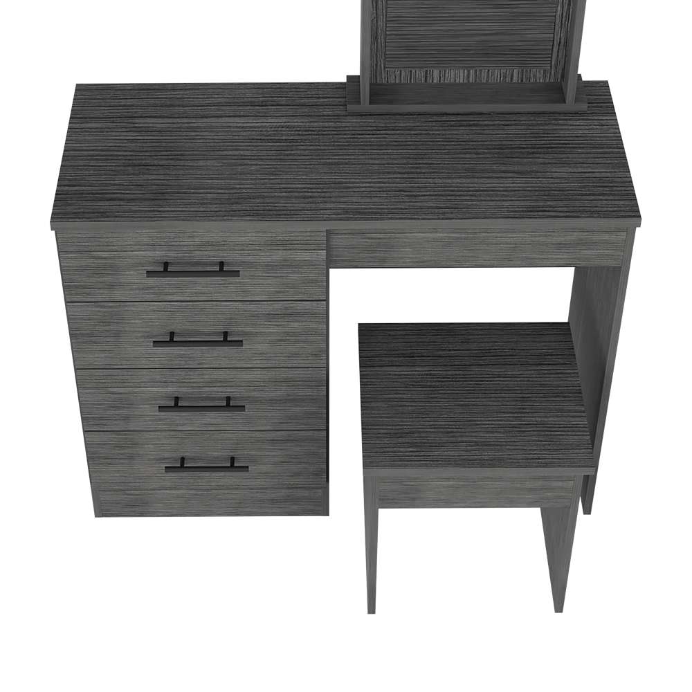 Tocador Kaia Roble Gris 100x126.7cm con Cuatro Cajones y con Espejo - Cajoneras | Bylmo