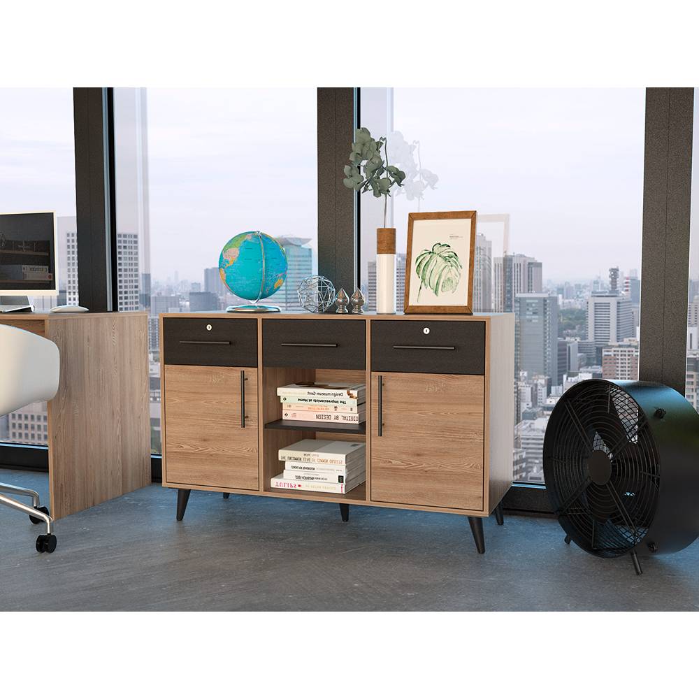 Arrimo Bilbao Miel 116.8x75cm con Tres Cajones y con Seis Compartimientos - Bifes | Bylmo