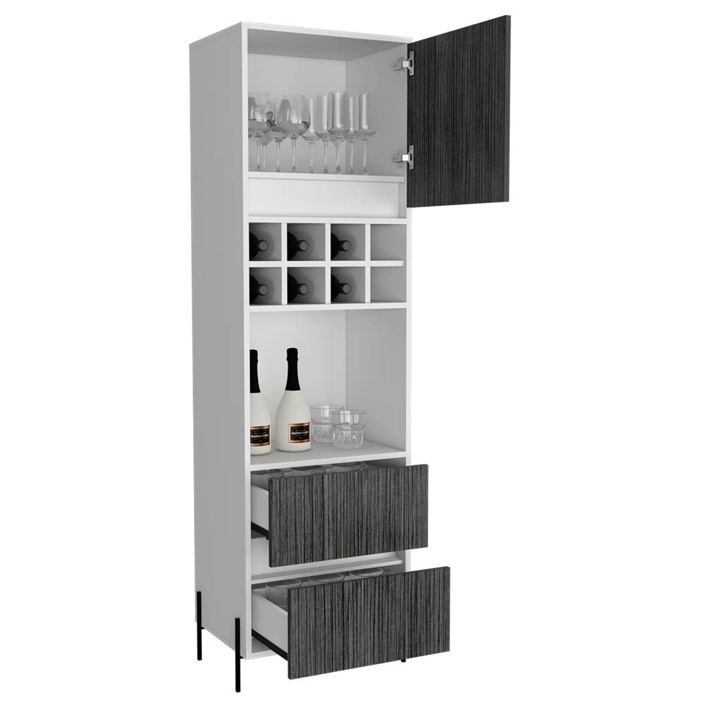 Bar Dallas Blanco y Gris 50 cm con Una Puerta y Dos Cajones - Bares | Bylmo