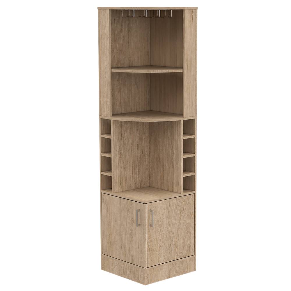Bar Esquinero Esquinero Syrah Rovere 46.9x180.6cm con Un Cajón y con Ocho Portabotellas - Bares | Bylmo