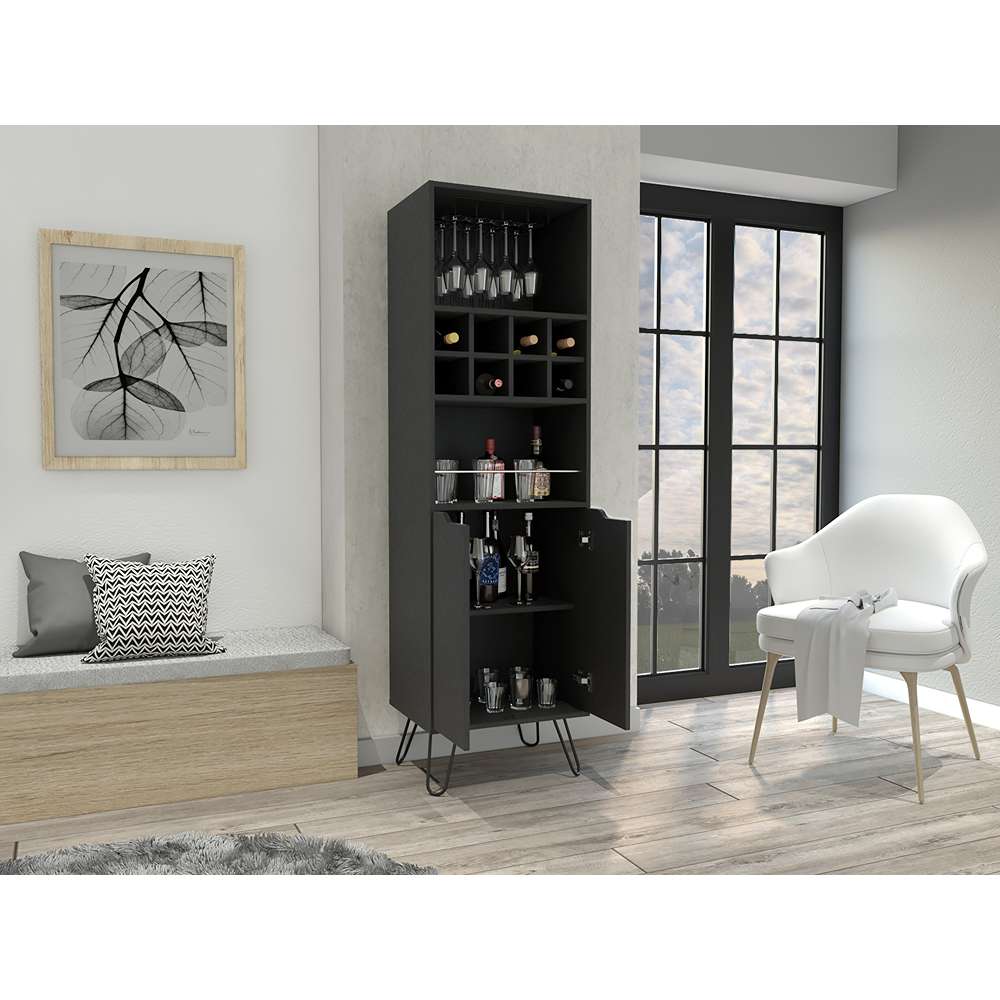 Bar Manhattan Wengue 50x50cm con Un Cajón y con Ocho Portabotellas - Bares | Bylmo