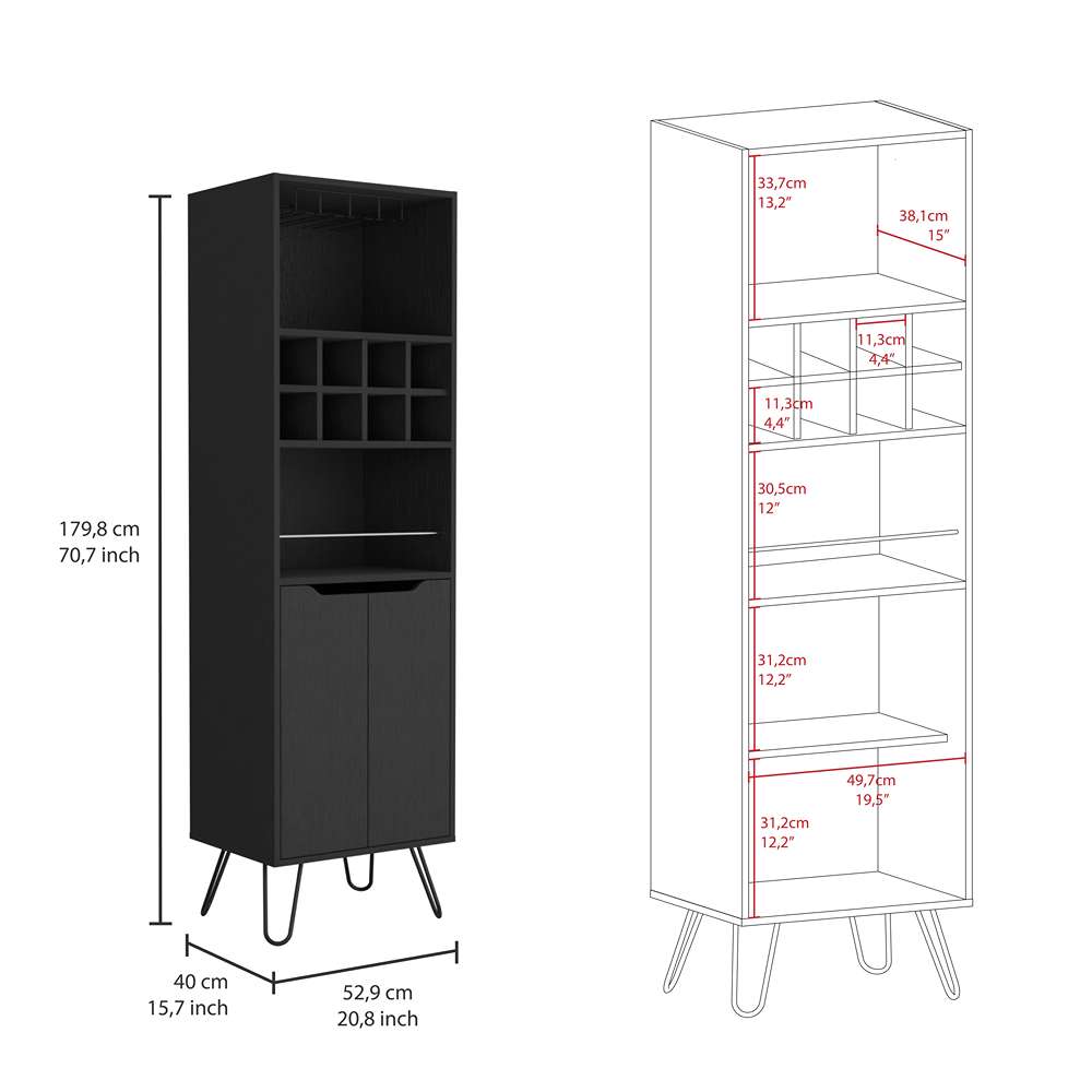 Bar Manhattan Wengue 50x50cm con Un Cajón y con Ocho Portabotellas - Bares | Bylmo